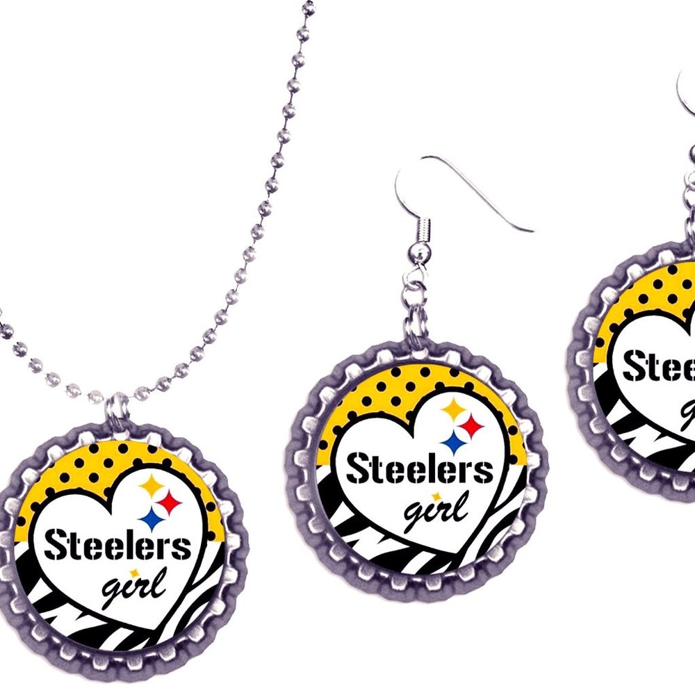 Necklace and earrings set Pittsburgh steelers girl